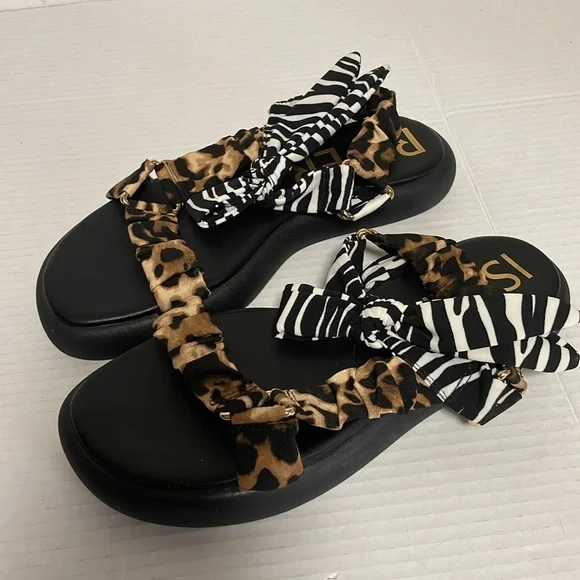 NWT River Island black animal print bow strap sandals size 8 - Picture 4 of 5